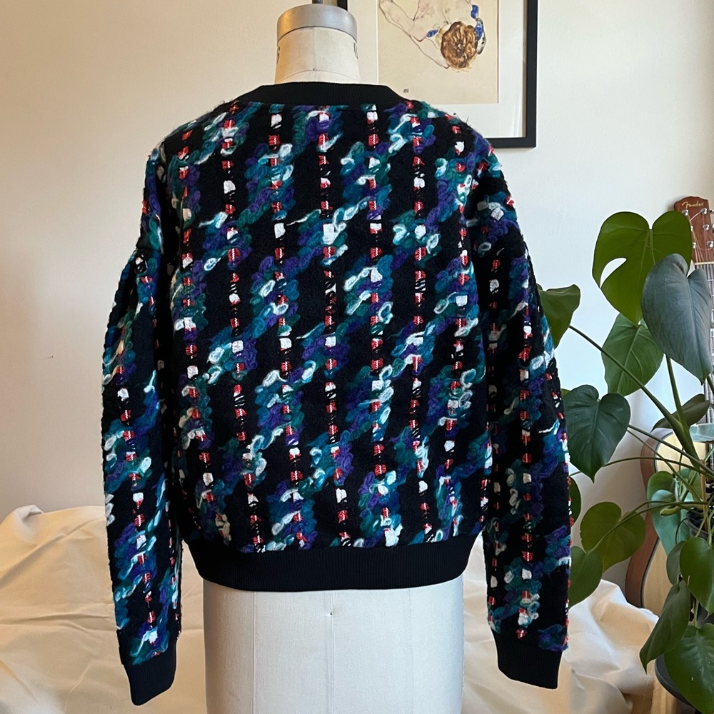 New/ Stripe Pattern Details Drop Shoulder Chunky … - image 7